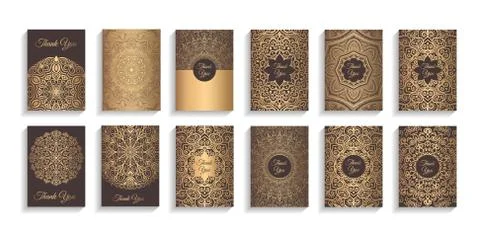 Golden Vector Invitations Set Stock Illustration