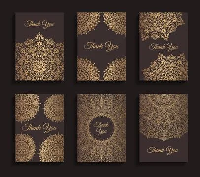 Golden Vector Invitations Set Stock Illustration