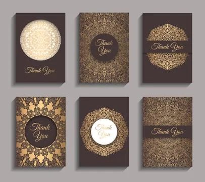 Golden Vector Invitations Set Stock Illustration