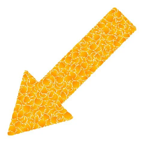 Golden Vector Left Down Arrow Mosaic Icon Illustrazione stock