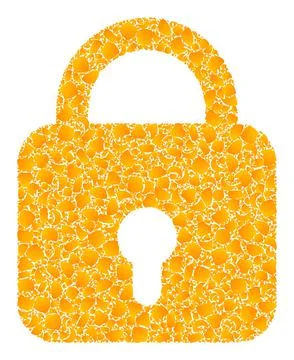 Golden Vector Lock Mosaic Icon Stock Illustration