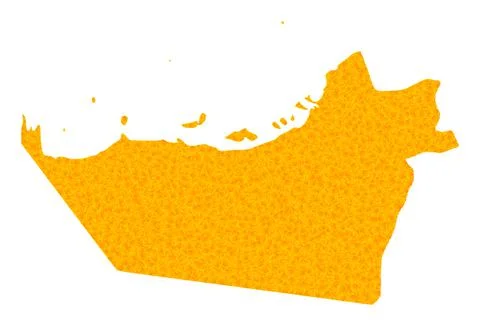 Golden Vector Map of Abu Dhabi Emirate Stock Illustration