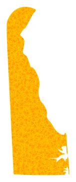 Golden Vector Map of Delaware State Illustration
