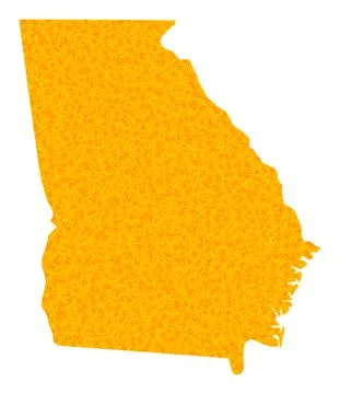 Golden Vector Map of Georgia State Stock Illustration