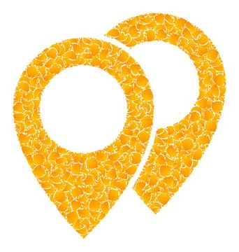 Golden Vector Map Markers Mosaic Icon 스톡 일러스트
