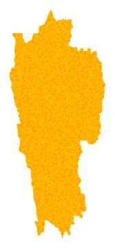 Golden Vector Map of Mizoram State 스톡 일러스트