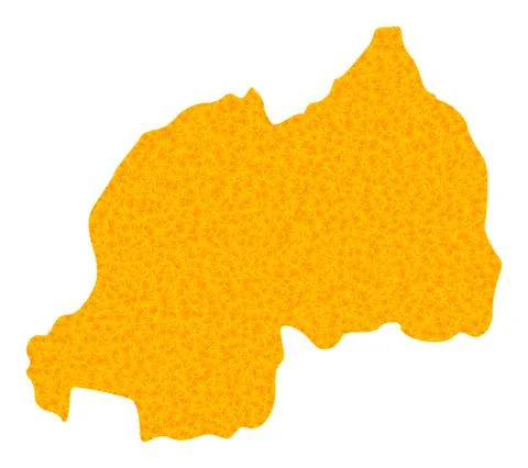Golden Vector Map of Rwanda Stock Illustration