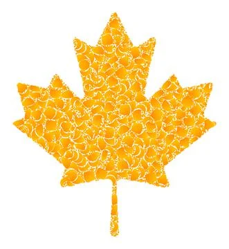 Golden Vector Maple Leaf Mosaic Icon 스톡 일러스트