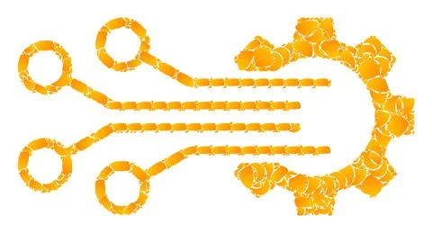 Golden Vector Mechanic Sensor Mosaic Icon イラスト素材
