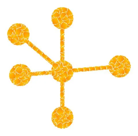 Golden Vector Node Connections Mosaic Icon 스톡 일러스트