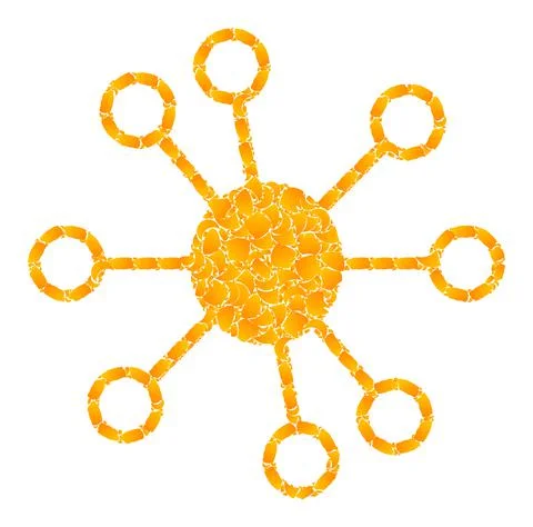 Golden Vector Node Links Mosaic Icon Illustrazione stock