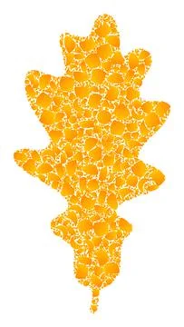 Golden Vector Oak Leaf Mosaic Icon Stock Illustration