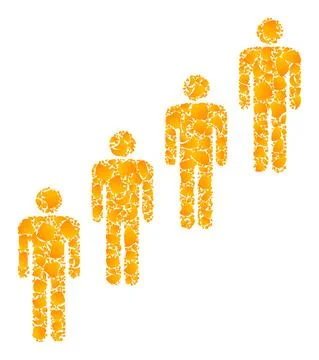 Golden Vector People Queue Mosaic Icon Stock Illustration