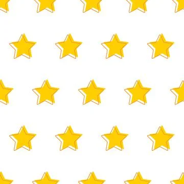 Golden vector shape outline star icons. Yellow seamless pattern Stock Illustration
