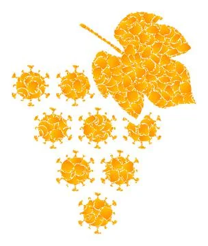 Golden Vector Virus Grape Bunch Mosaic Icon Stock Illustration