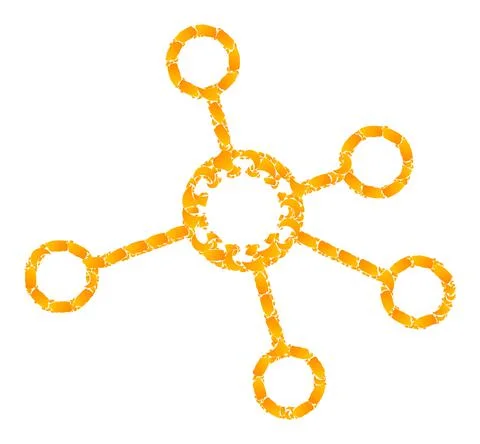 Golden Vector Virus Nodes Mosaic Icon Stock Illustration