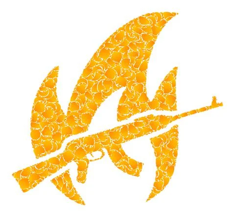 Golden Vector War Fire Mosaic Icon Stock Illustration