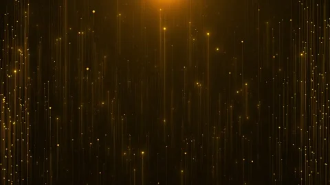 Golden vertical light rain background glowing streaks, floating particles, cinem Stock Footage 340415854