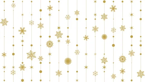 Golden vertical snowflake strings on white. Stock Footage 322011666