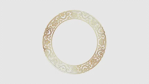 Golden vintage circle pattern with circulating flowing golden light Video stock 330402022