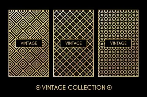 Golden vintage pattern on black background イラスト素材