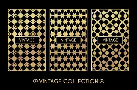 Golden vintage pattern on black background イラスト素材