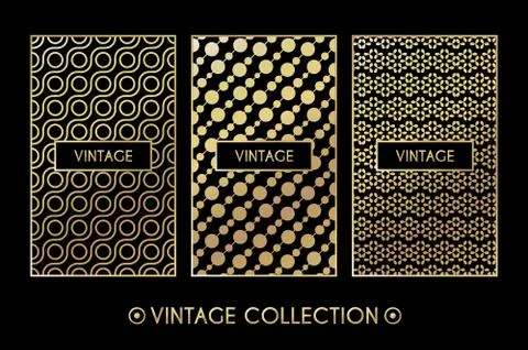 Golden vintage pattern on black background Stock Illustration