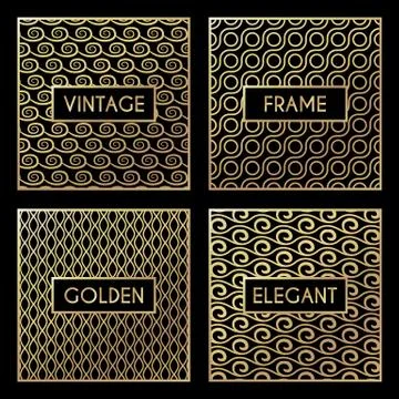 Golden vintage pattern on black background Stock Illustration
