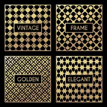 Golden vintage pattern on black background Stock Illustration