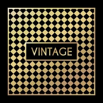 Golden vintage pattern on black background イラスト素材