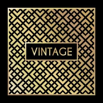 Golden vintage pattern on black background Stock Illustration