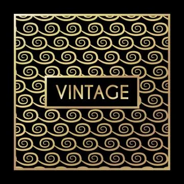 Golden vintage pattern on black background Stock Illustration