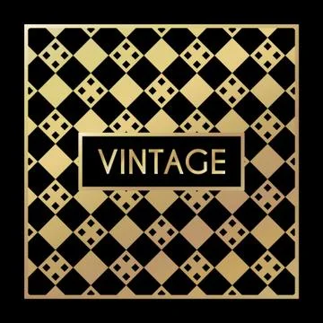 Golden vintage pattern on black background Stock Illustration