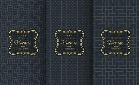 Golden vintage pattern on black background Stock Illustration