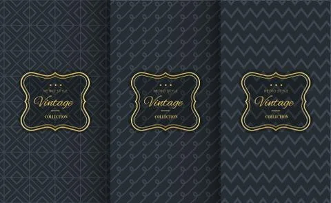 Golden vintage pattern on black background Illustrazione stock