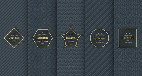 Golden vintage pattern on black background Stock Illustration