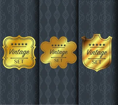 Golden vintage pattern on dark background Illustrazione stock