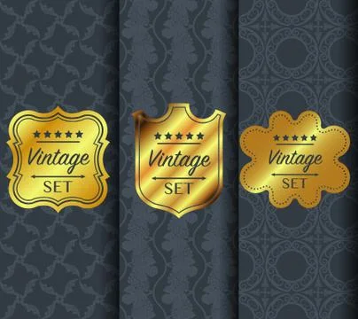 Golden vintage pattern on dark background Stock Illustration