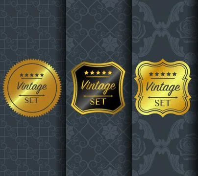Golden vintage pattern on dark background Illustrazione stock