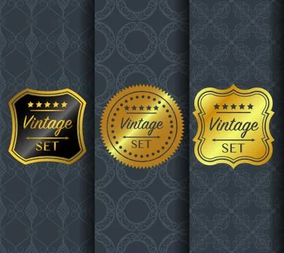 Golden vintage pattern on dark background Stockillustratie
