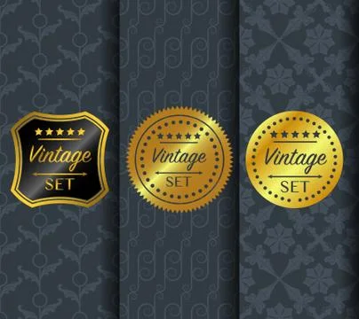 Golden vintage pattern on dark background Stock Illustration
