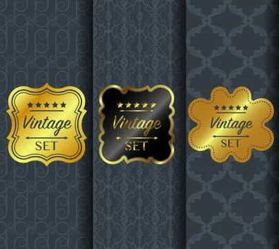 Golden vintage pattern on dark background Stock Illustration