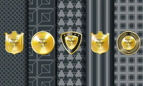 Golden vintage vector pattern on dark background Stock Illustration