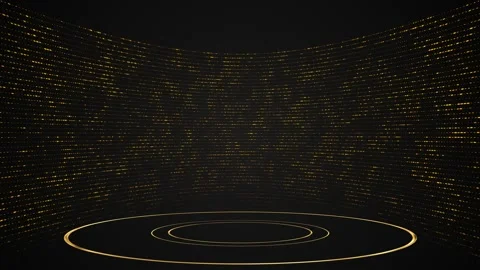 Golden Virtual Stage with Curved Dot Wall Stock Footage 341032767