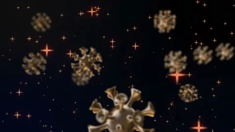 Golden virus 3d model render with golden star background. 動画素材 158079003