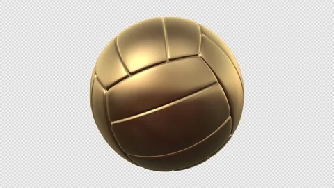 Golden Volleyball Ball Loop With Alpha Channel Stock Footage 338189374