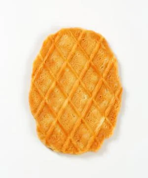 Golden waffle with crispy grid pattern Stockfoto's