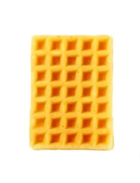 Golden waffle with crispy grid pattern Stock Photos