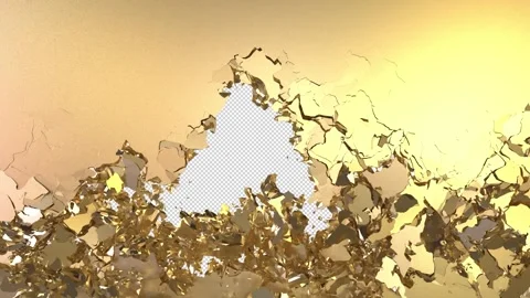 Golden wall collapsing Stock Footage 327559897
