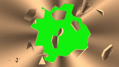Golden wall shattering transition to green screen. powerful transition effect. Stock Footage 344773717